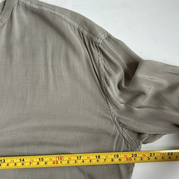 James Perse mandarin collar taupe gray brown long sleeve shirt dress 100% viscos - Picture 12 of 16